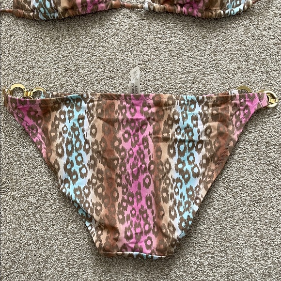 Victoria's Secret Pink and Blue Leopard Bikini- Top is Medium, Bottoms are Large - Picture 2 of 6